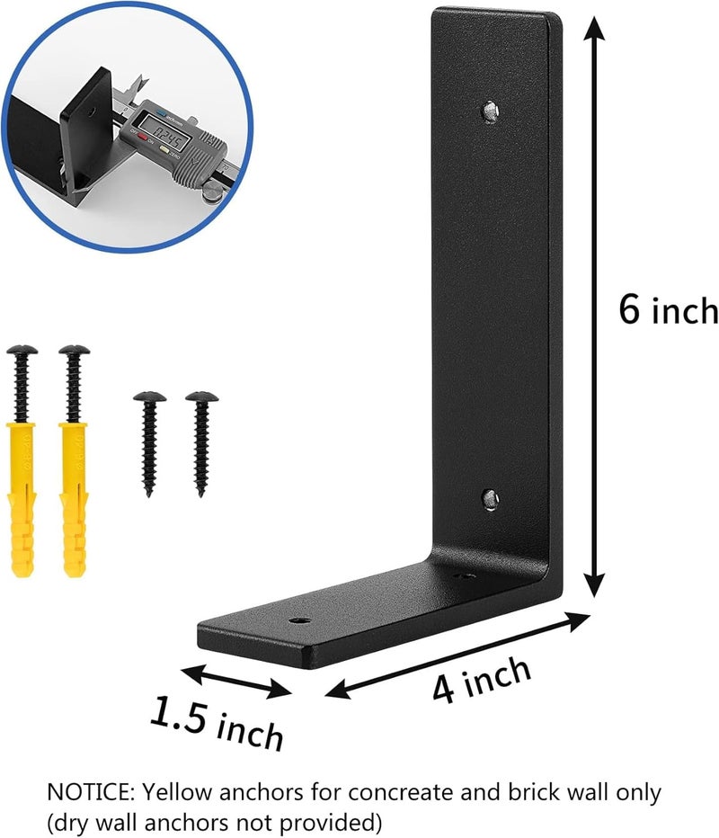 Firmetal 6"x 4"Shelf Brackets, die-cast Formation, Vertical Angle, Premium Alloy Metal Heavy Duty Shelf Bracket, high Strength Mounting Hardware Included, Corner Brace Joint,Pack of 4 ,6 INCH x4 INCH(No Beam) - Image 3